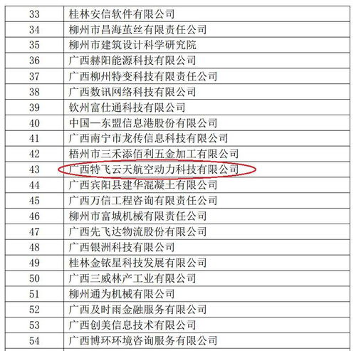 企业发展 特飞公司入选广西2017年第三批拟认定高新技术企业名单